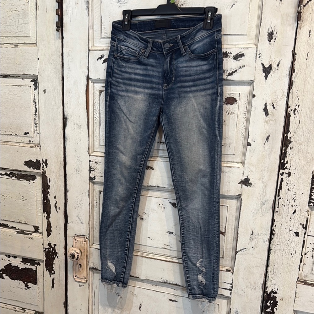 Women's Buckle Black Ankle Skinny Stretch Denim Jeans Distressed Wash Sz 26